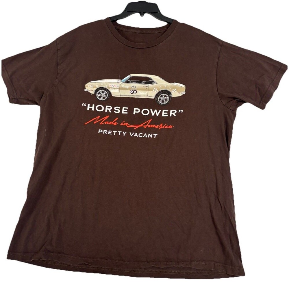 Pretty Vacant Horse Power Made In America Muscle Car Graphic T Shirt XL Brown